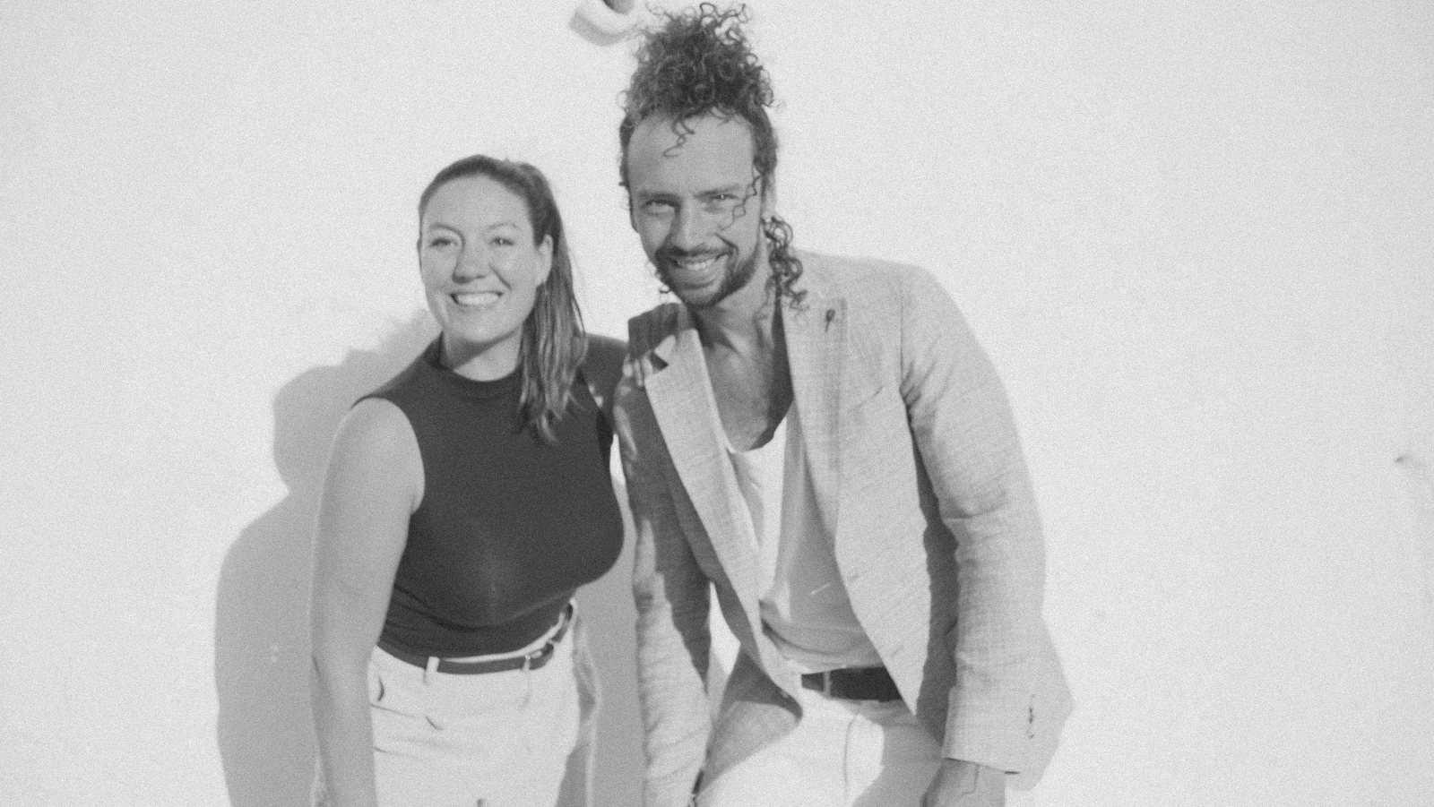 Michelle and Tomas together, black and white
